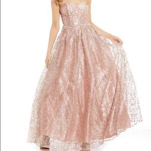 GB Social Strapless Glitter-Pattern Ballgown